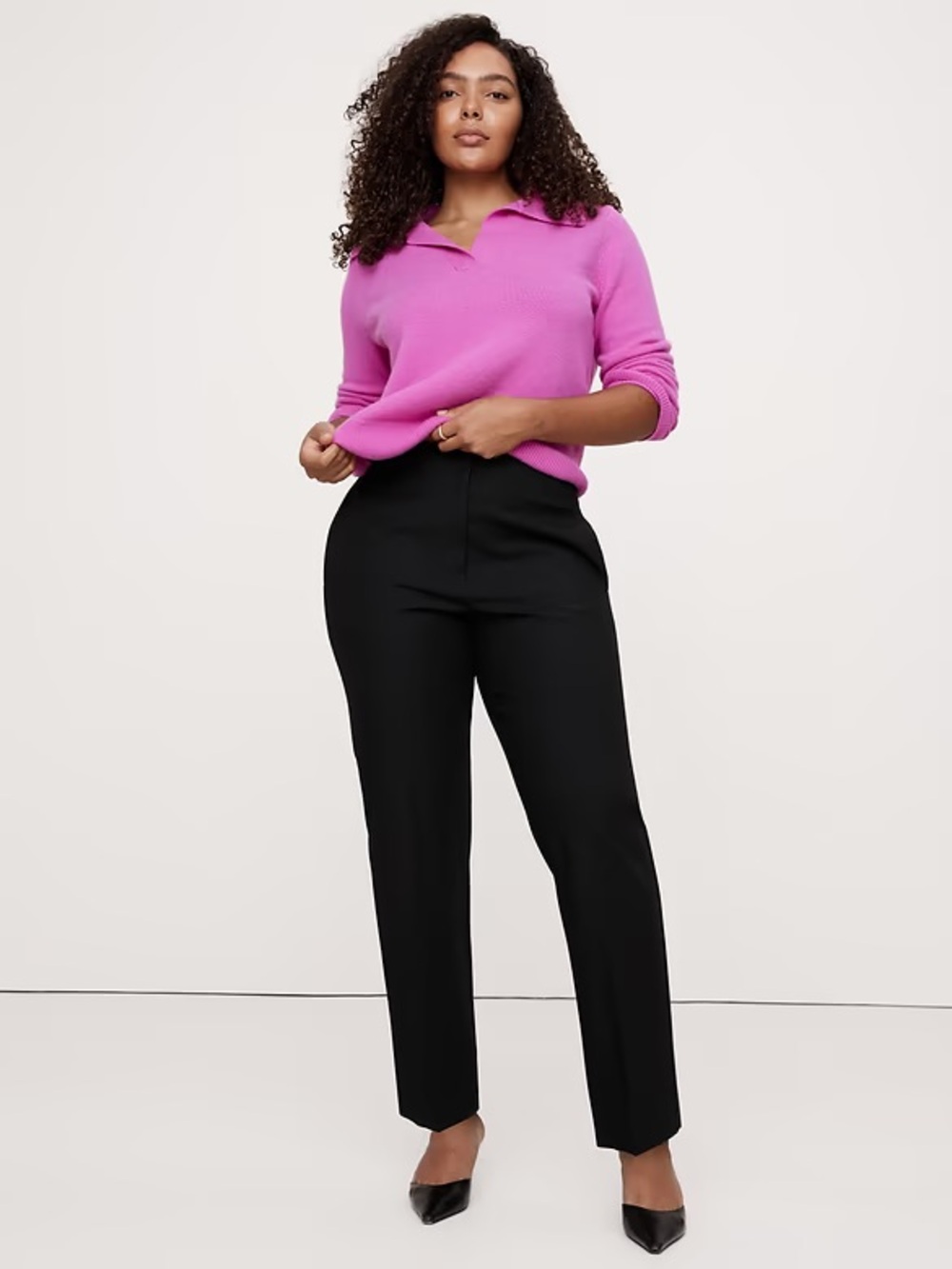 Banana Republic, VTG Harper pant black wool 10 classic straight leg trousers